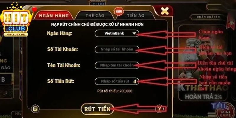 rút tiền hitclub Hướng dẫn quy trình rút tiền HITCLUB chi tiết cho quý hội viên